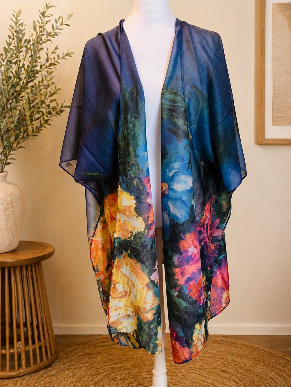Aratta Floral Watercolor Kimono Wrap - Multicolor